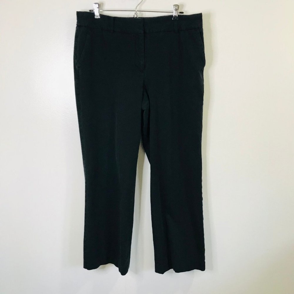 Talbots Newport Pants Size 14 Gray Black Stretch High Rise Bootcut Pleated